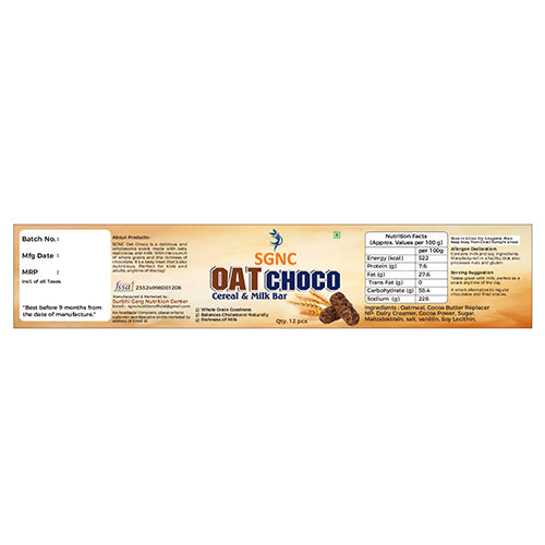 SGNC Oats Choco Bar – Wholesome Goodness in Every Bite! - 12 pieces in 1 jar
